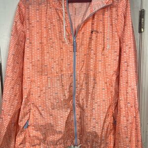 Columbia Vibrant Orange Geometric Rain Jacket